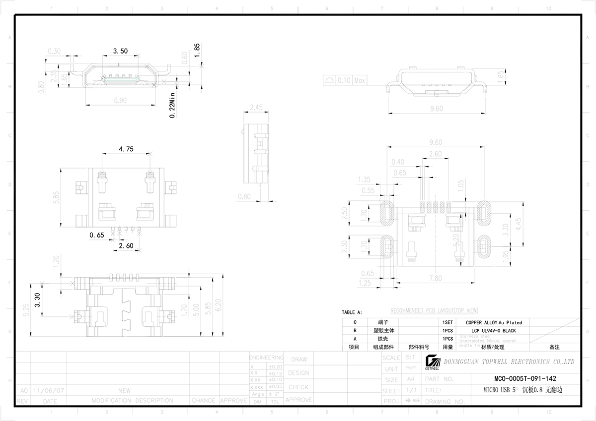 Micro usb card holder MCO-0005T-091-142